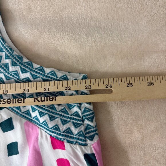 Savanna Jane Top Womens 2X Sleeveless Multicolor Geometric Print Top Embroidered - Picture 10 of 11